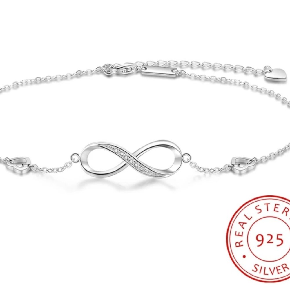 Sterling Silver Infinity Anklet Ships USA
